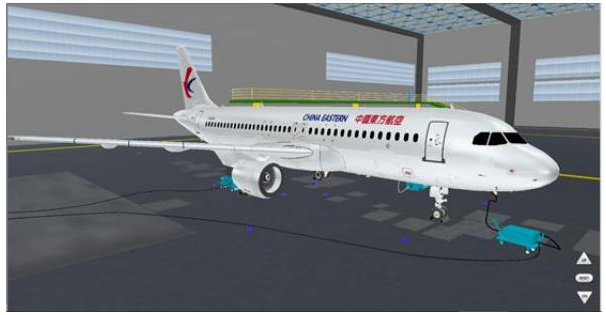 3D Virtual Aircraft — A320 in maintenance hangar